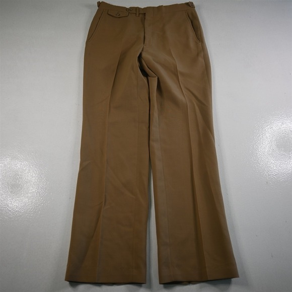 Vtg 80s Jack Nichlaus‎ Tournement 30x32 Tan Brown Flat Front Bootcut Mens Pants